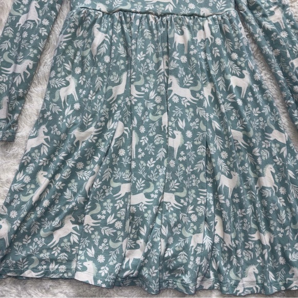 Play by Little Sleepies Girl 5 Unicorn Garden Twirl Dress Mint White Long Sleeve - Picture 3 of 12